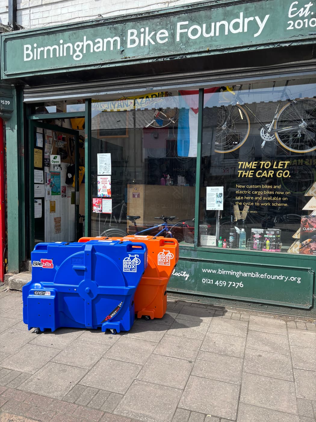 Bike Box Hire UK boxes at Birmingham Bike Foundry