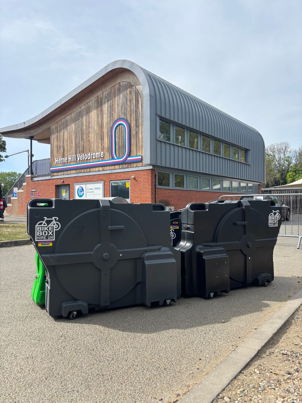 Bike Box Hire UK boxes at Herne Hill Velodrome